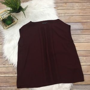 {Adrianna Papell} Wine Pintuck-Front Blouse